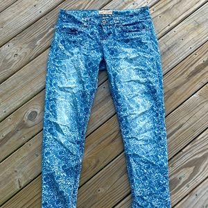 Breaker Jeans Paisley Blue Scroll Print Pants Size 5/6 Skinny Boho Hippie